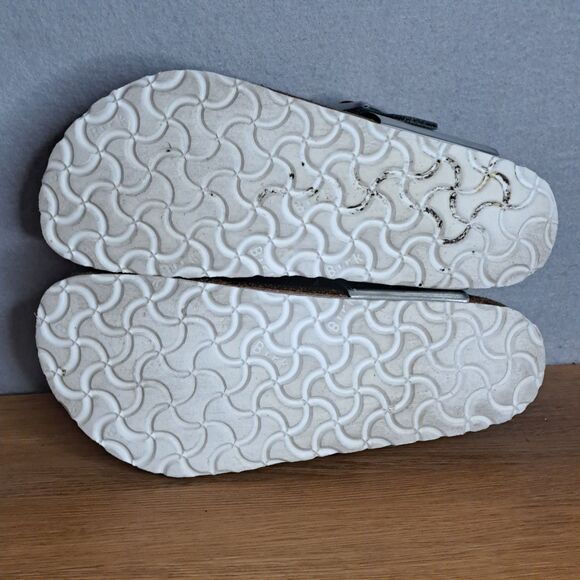 Birkenstock Gizeh Women 37 6 6.5 Silver Birko-Flor Thong Sandals Vegan Leather - Picture 7 of 11